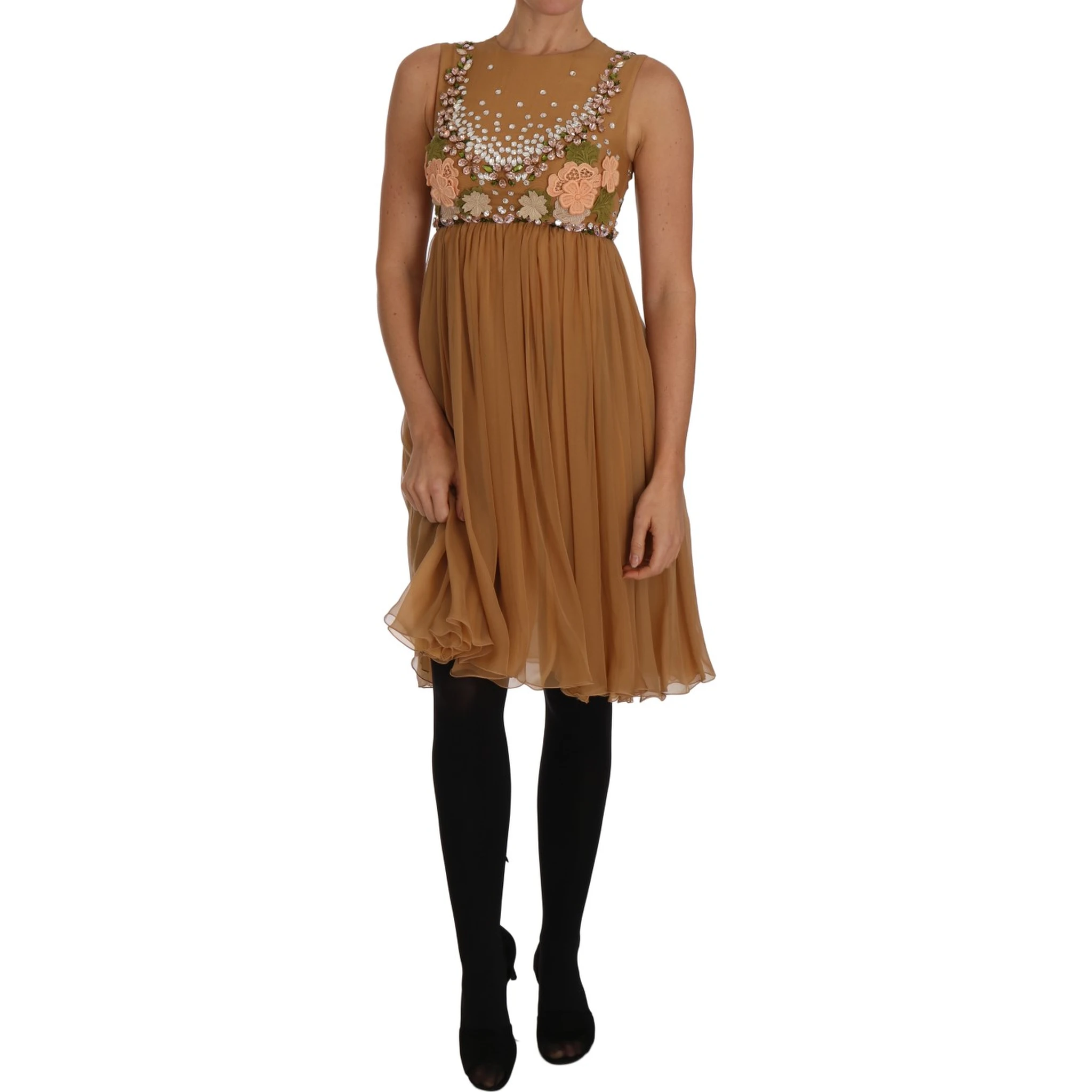 Crystal Silk Gold A-Line Gown Dress