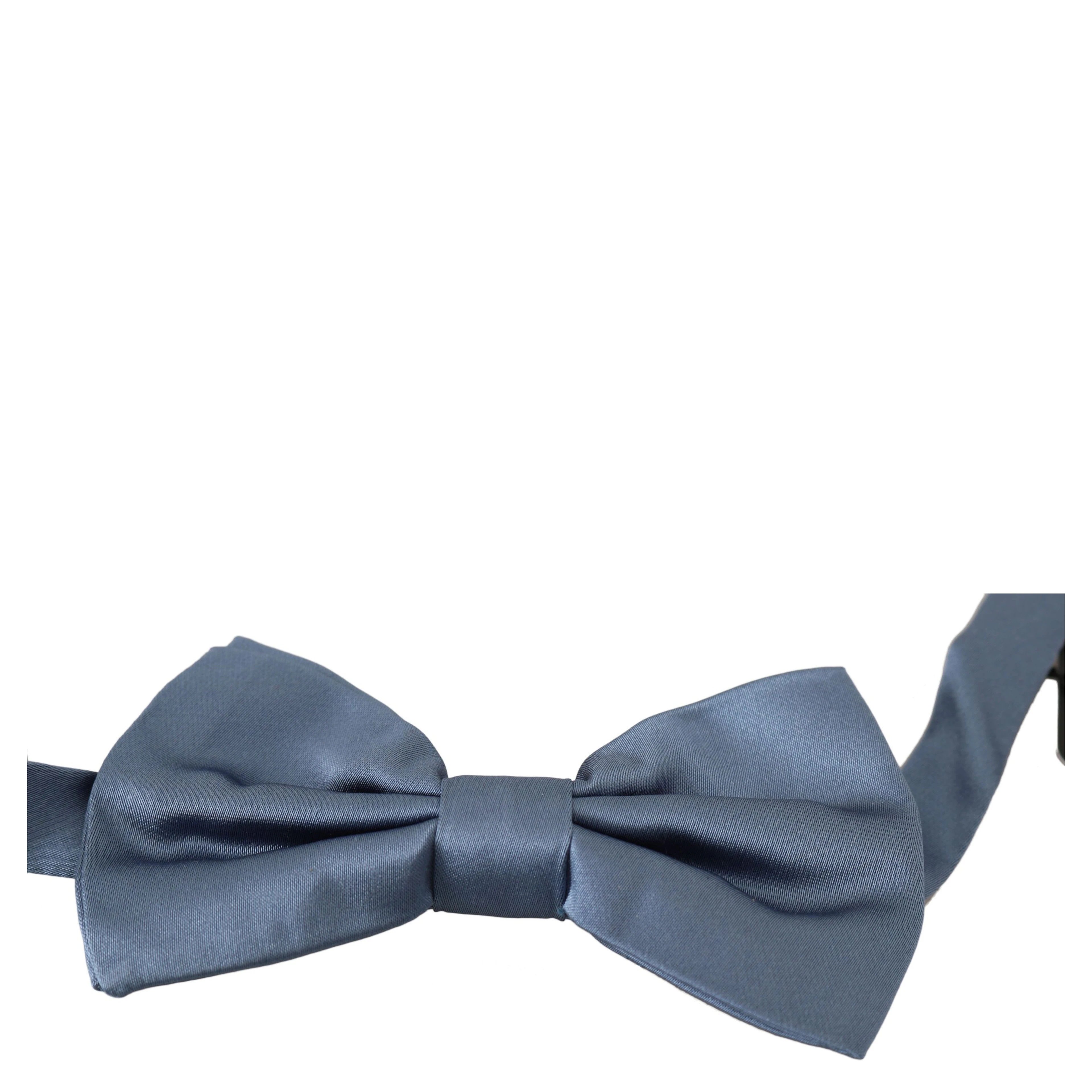 Blue 100% Silk Adjustable Neck Papillon Bow tie