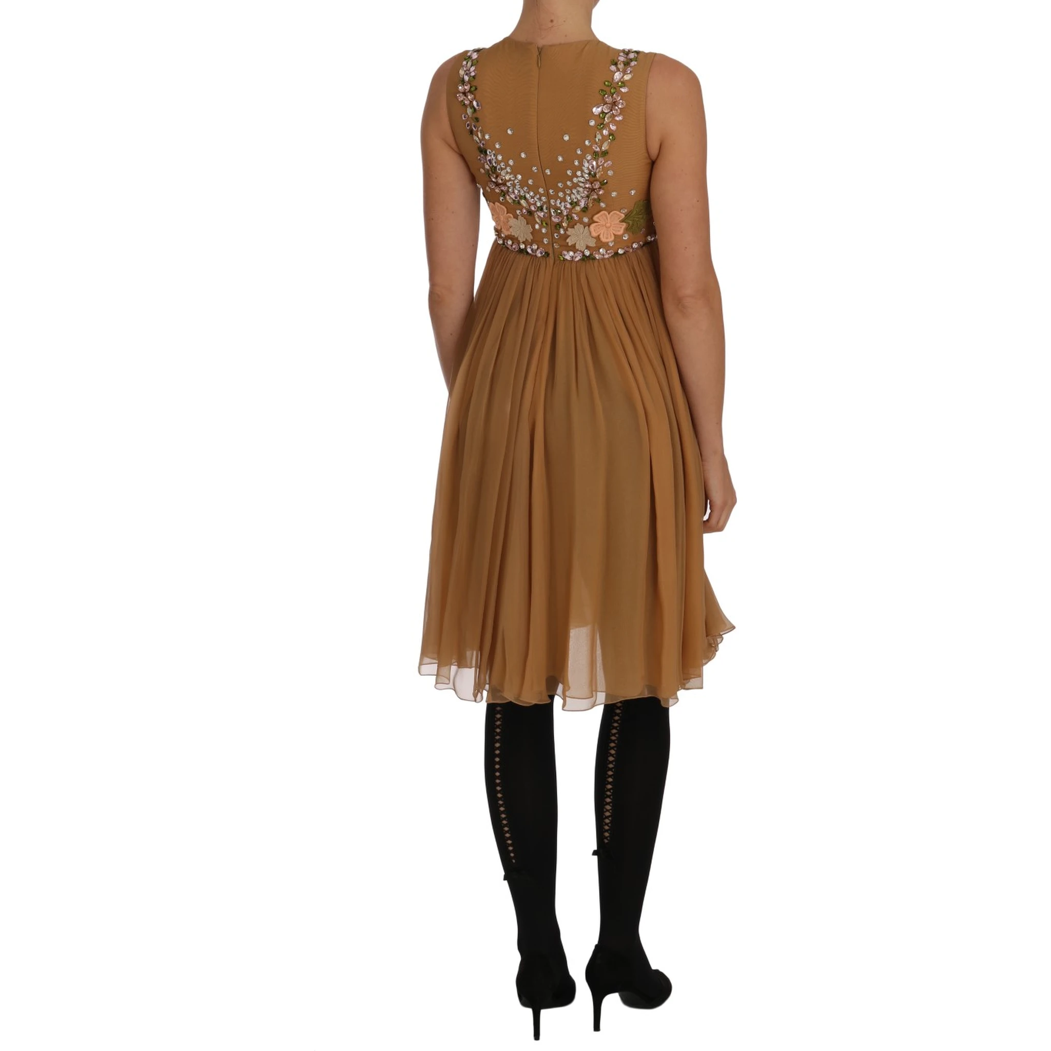 Crystal Silk Gold A-Line Gown Dress