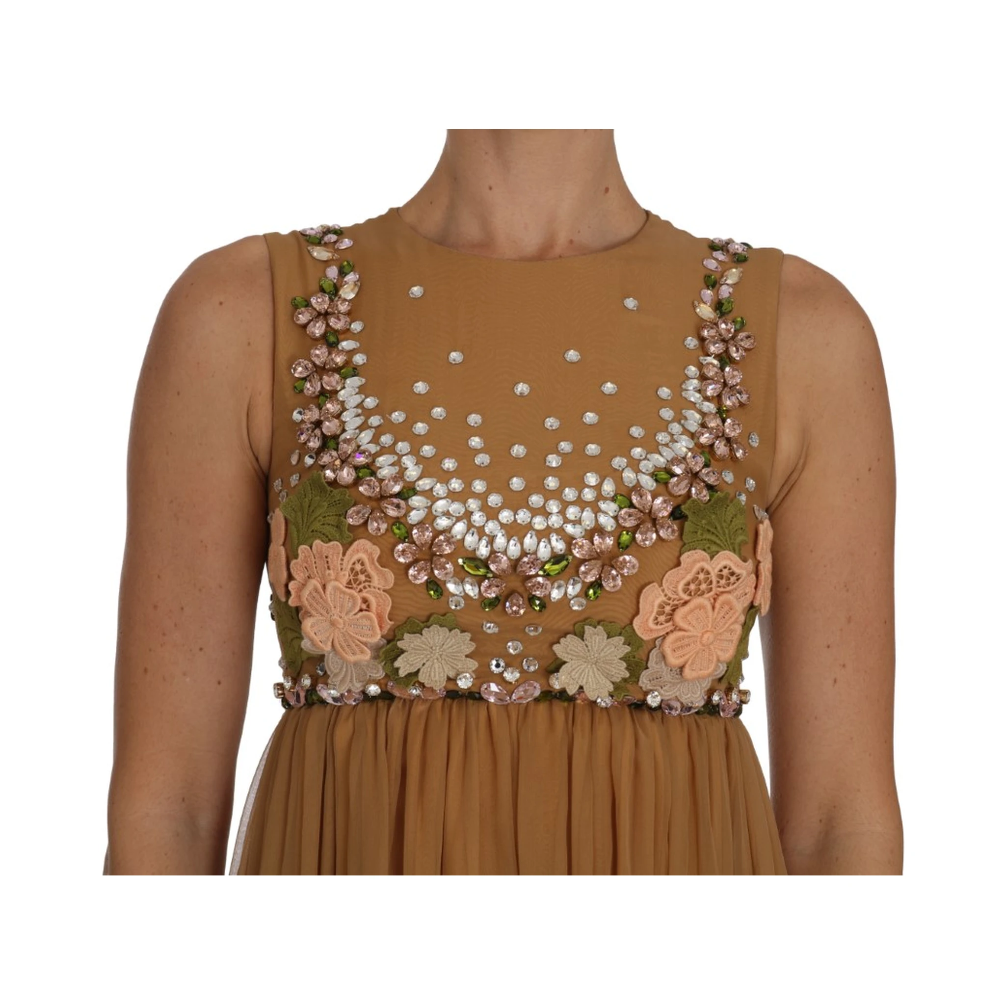 Crystal Silk Gold A-Line Gown Dress