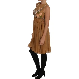 Crystal Silk Gold A-Line Gown Dress