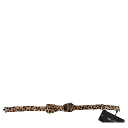 Brown Leopard Silk Adjustable Neck Papillon Men Bow Tie