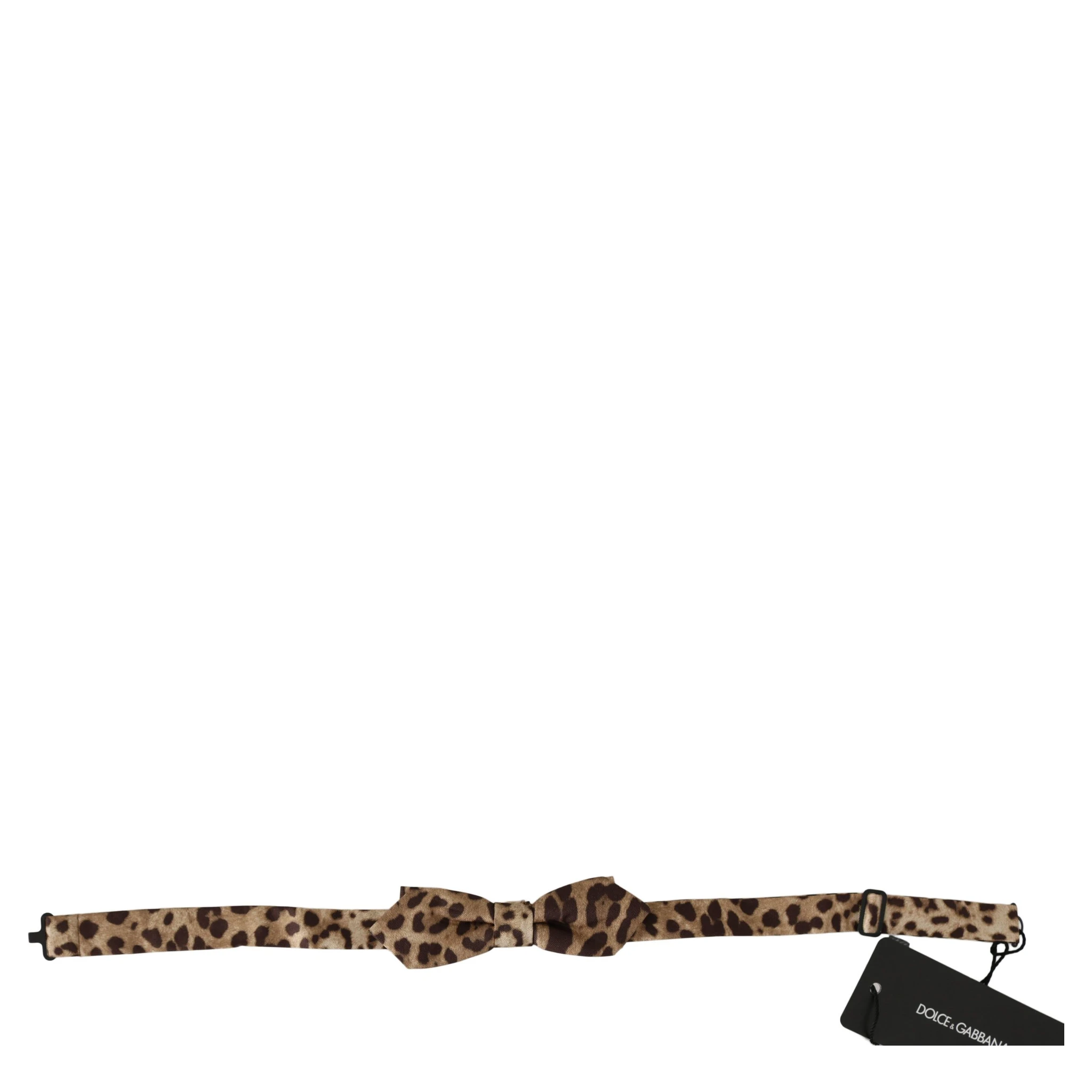 Brown Leopard Silk Adjustable Neck Papillon Men Bow Tie