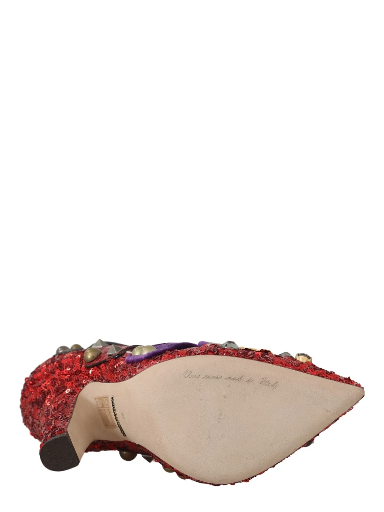 Red Sequined Crystal Studs Heels Shoes alternative