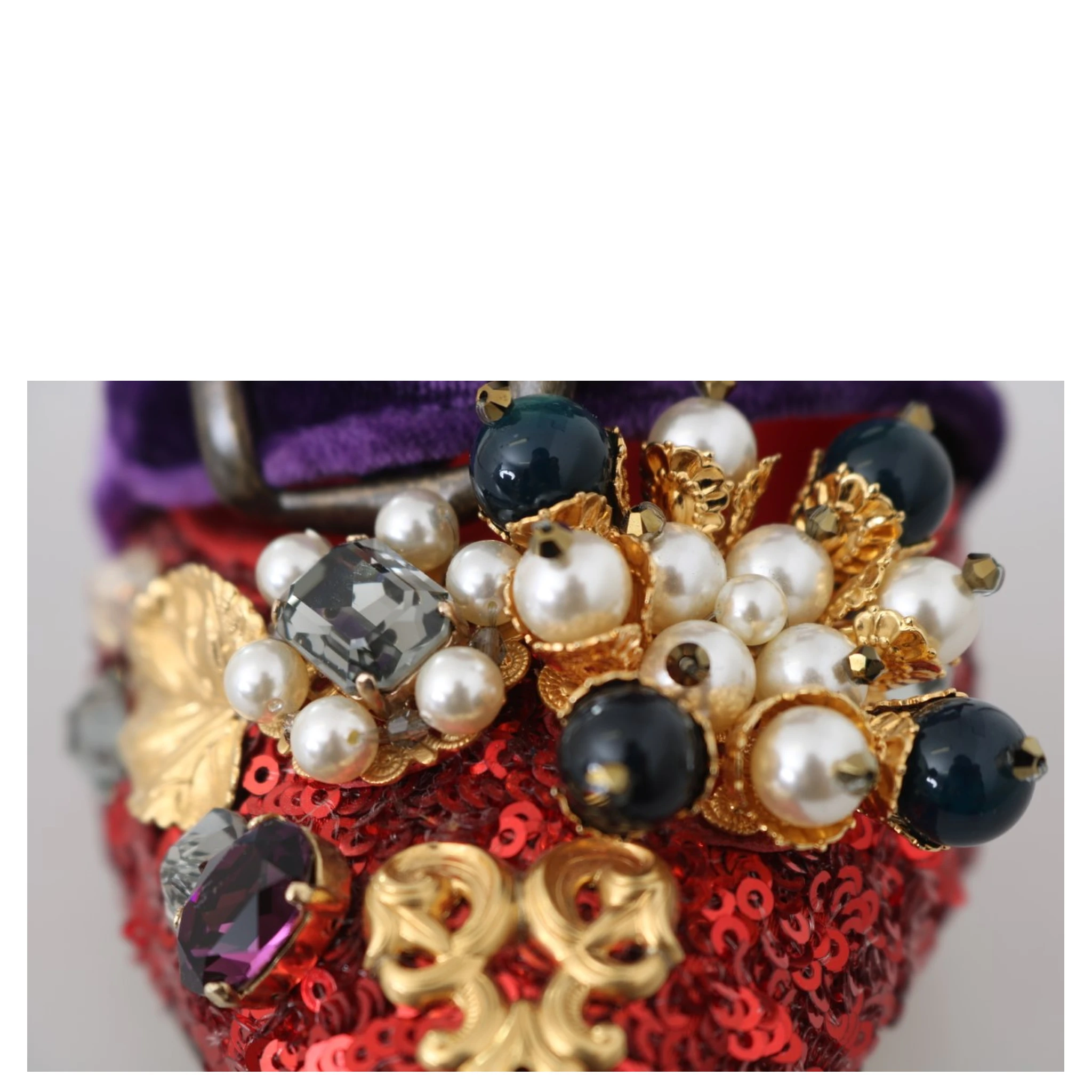 Red Sequined Crystal Studs Heels Shoes