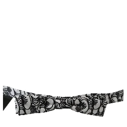 White Pattern Silk Adjustable Neck Papillon Tie