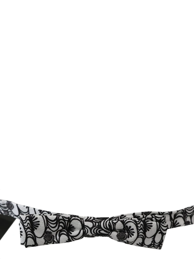 White Pattern Silk Adjustable Neck Papillon Tie alternative