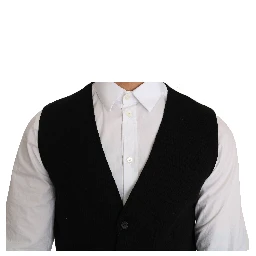 Black Cotton Dress Woven Waistcoat