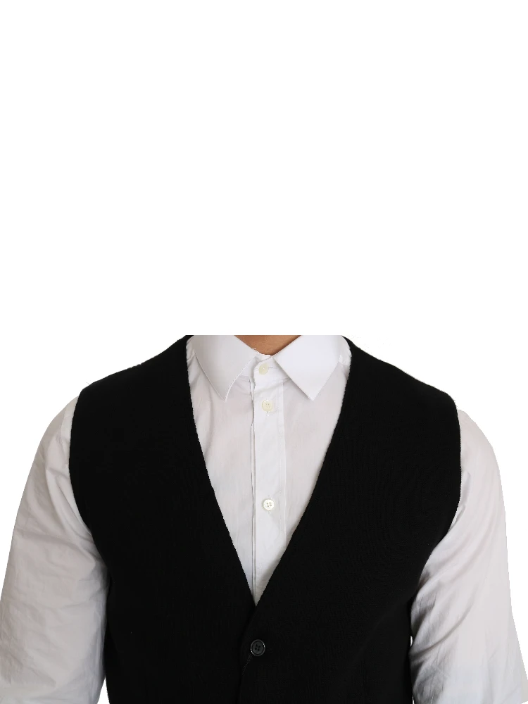 Black Cotton Dress Woven Waistcoat alternative