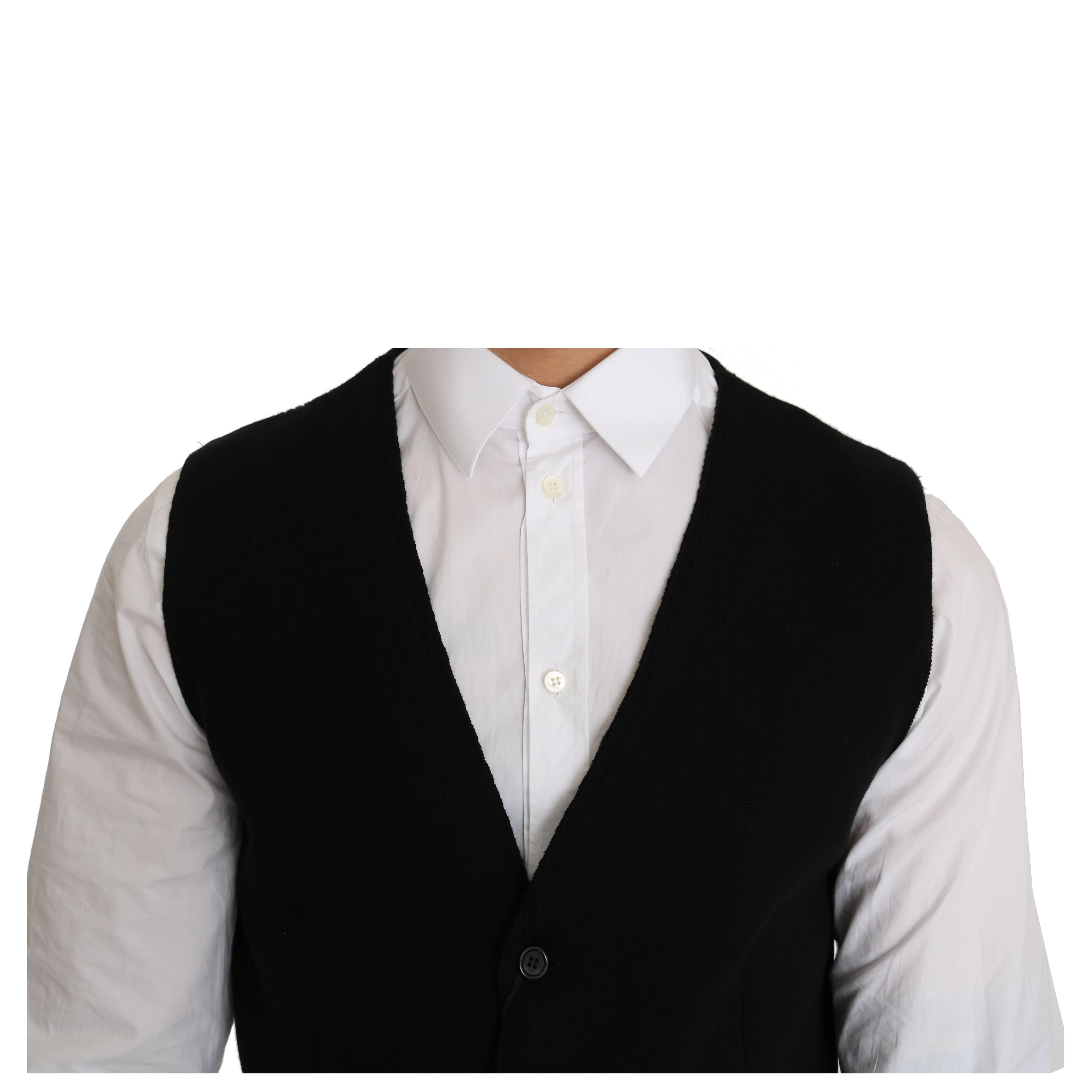 Black Cotton Dress Woven Waistcoat