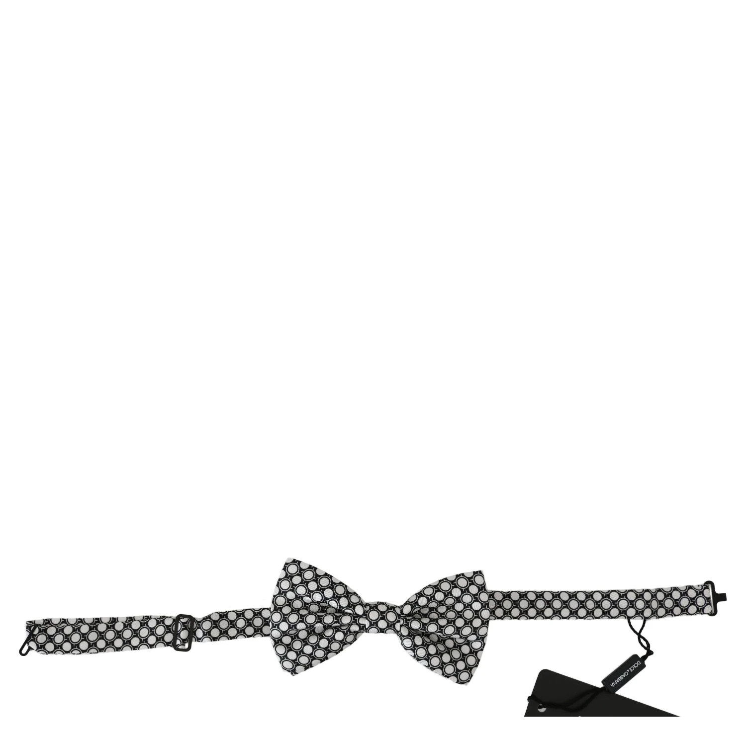 Men Black White Circles Adjustable Neck Papillon Bow Tie