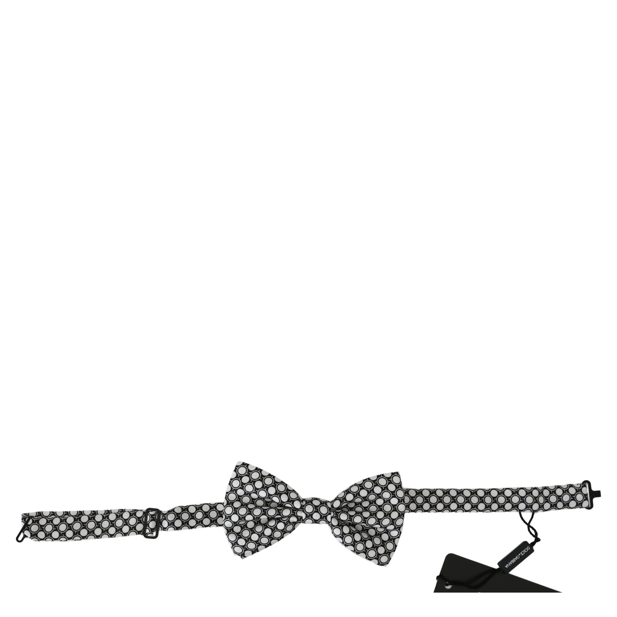 Men Black White Circles Adjustable Neck Papillon Bow Tie