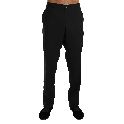 Black Wool Stretch Formal Trousers