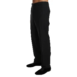 Black Wool Stretch Formal Trousers