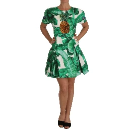 A-Line Banana Leaf Pineapple Crystal Dress