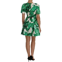 A-Line Banana Leaf Pineapple Crystal Dress
