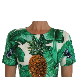 A-Line Banana Leaf Pineapple Crystal Dress