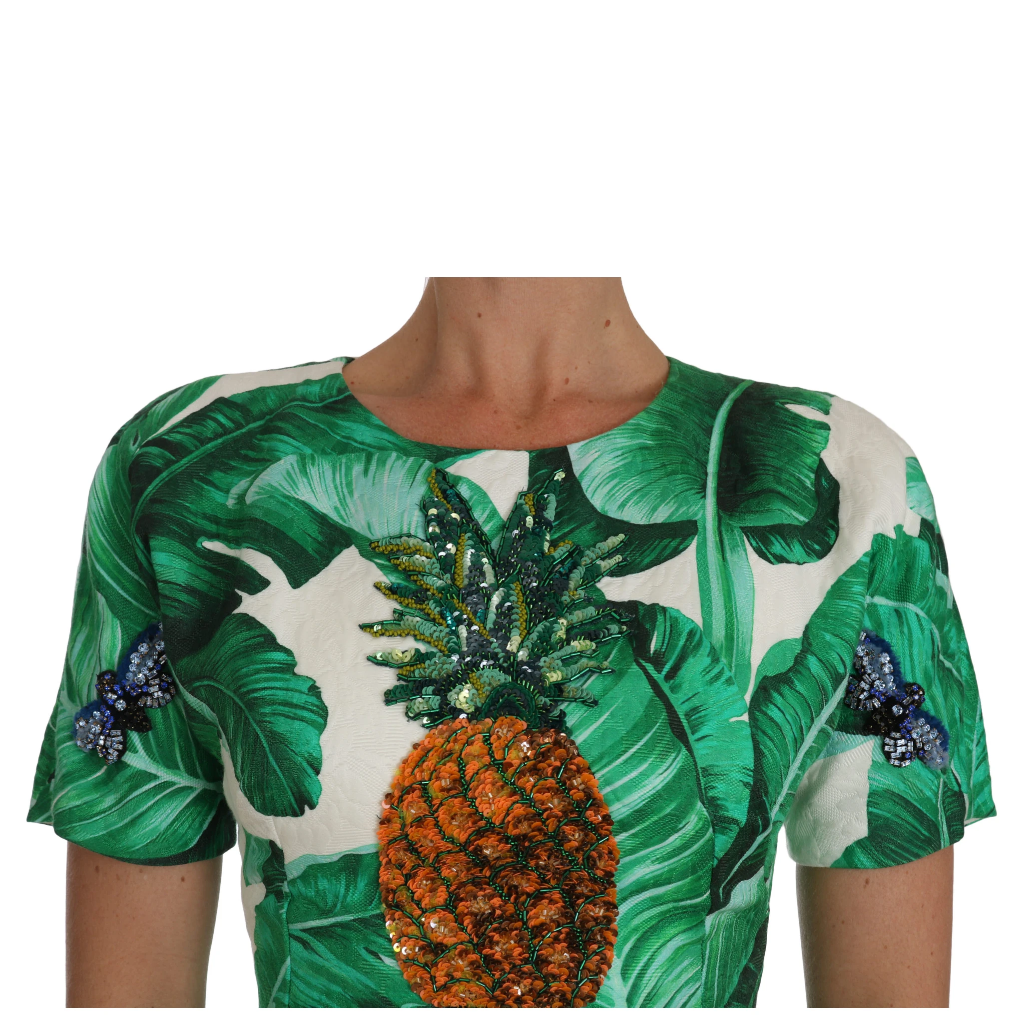 A-Line Banana Leaf Pineapple Crystal Dress