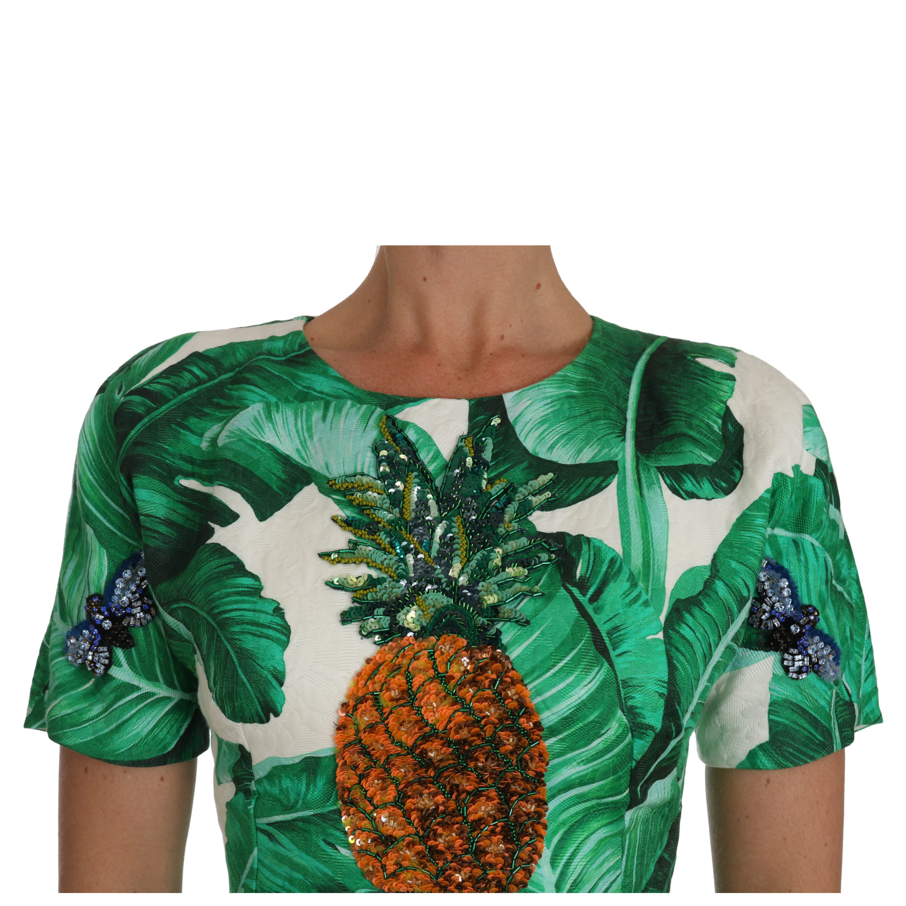 A-Line Banana Leaf Pineapple Crystal Dress