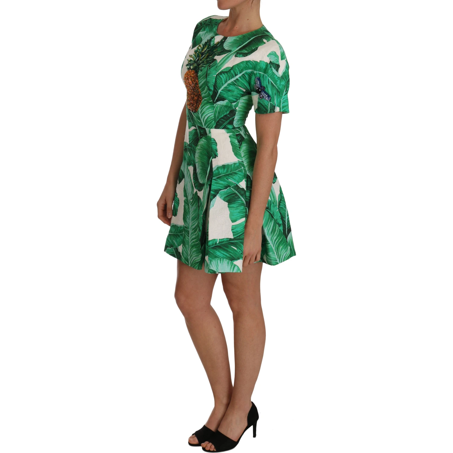 A-Line Banana Leaf Pineapple Crystal Dress