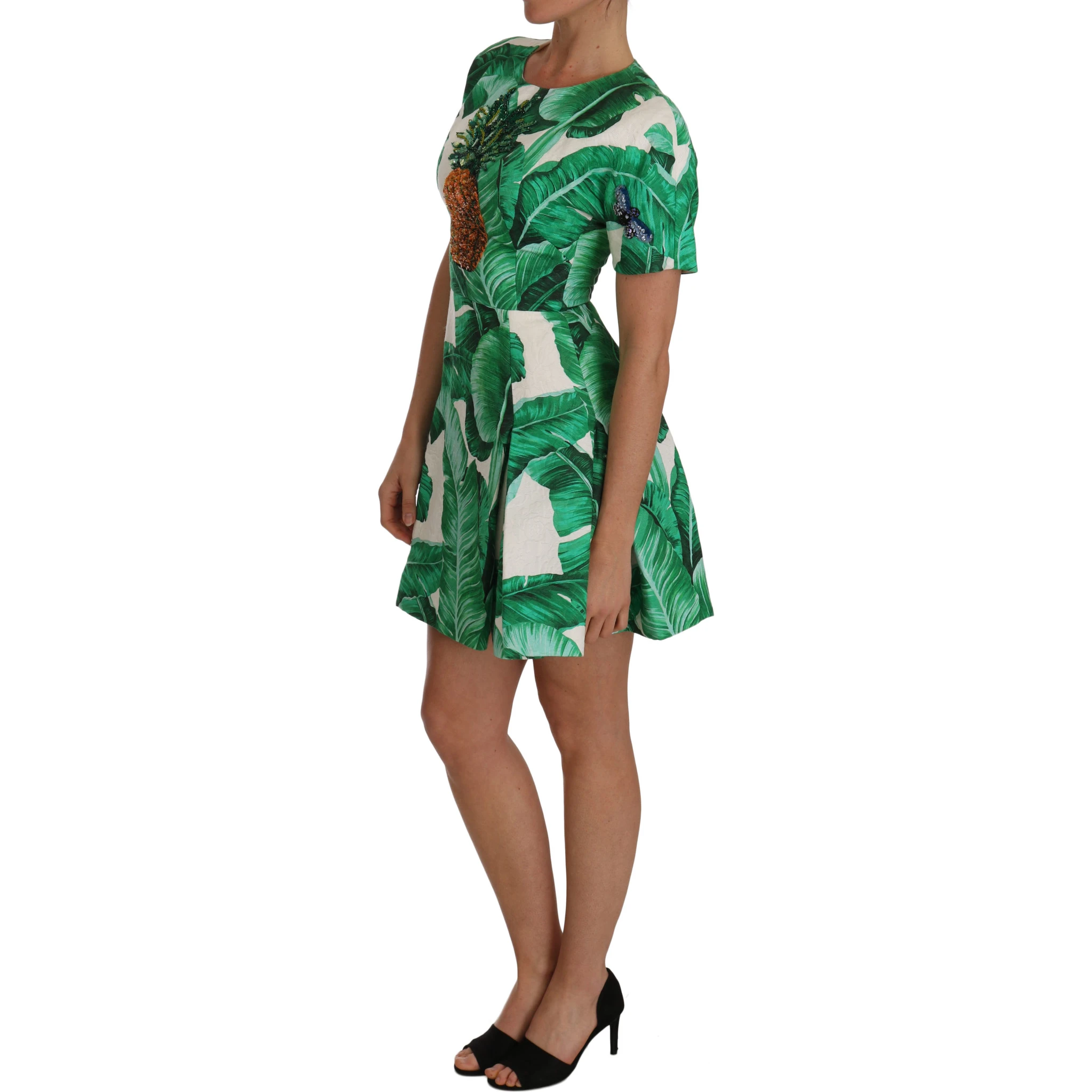 A-Line Banana Leaf Pineapple Crystal Dress