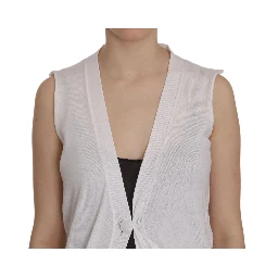 White 100% Cotton Sleeveless Cardigan Top Vest