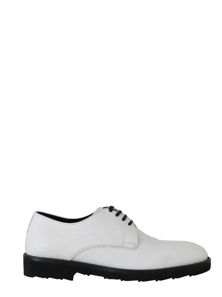 White Leather Derby Dress Formal Shoes