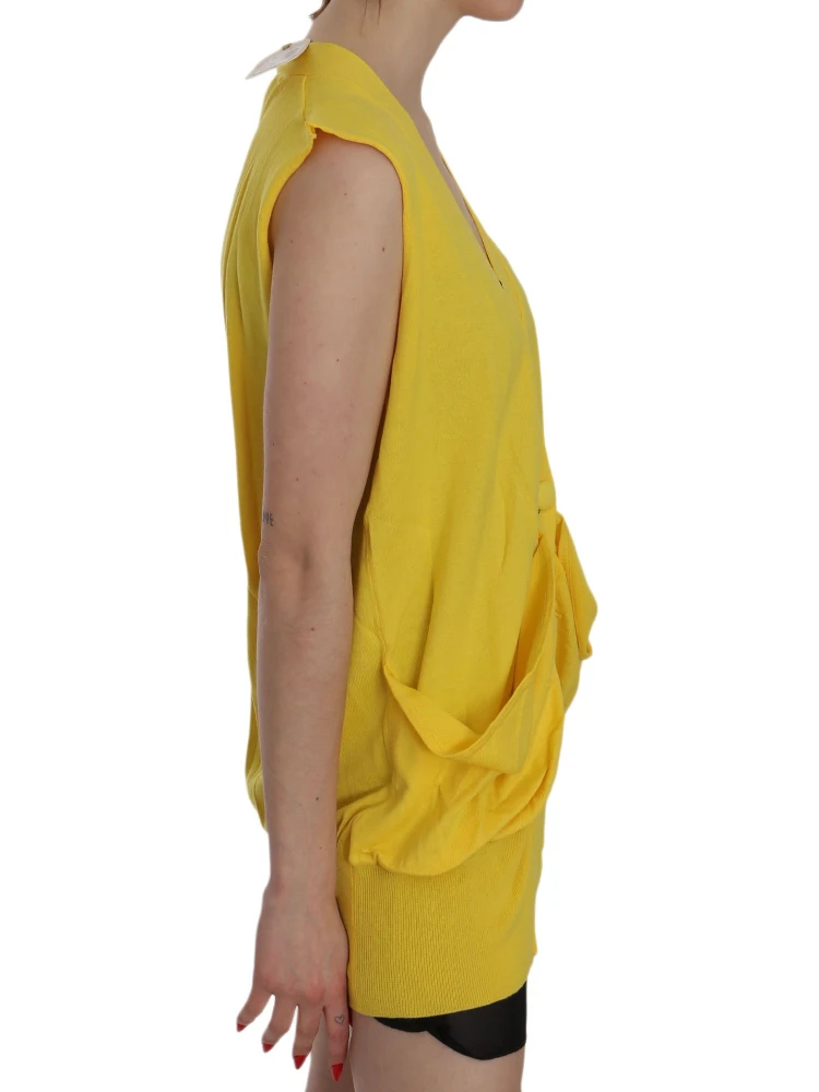 Yellow 100% Cotton Sleeveless Cardigan Top Vest alternative
