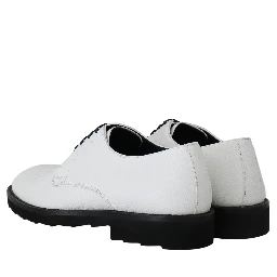 White Leather Derby Dress Formal Shoes