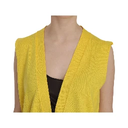 Yellow 100% Cotton Sleeveless Cardigan Top Vest