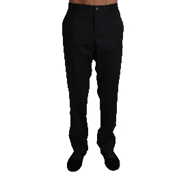 Black Wool Stretch Dress Trousers Pants