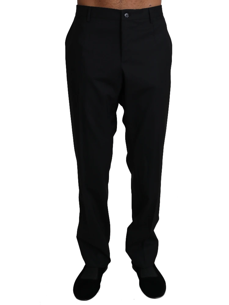Black Wool Stretch Dress Trousers Pants