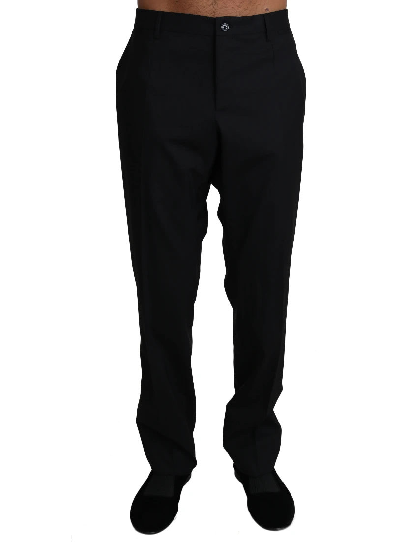 Black Wool Stretch Dress Trousers Pants