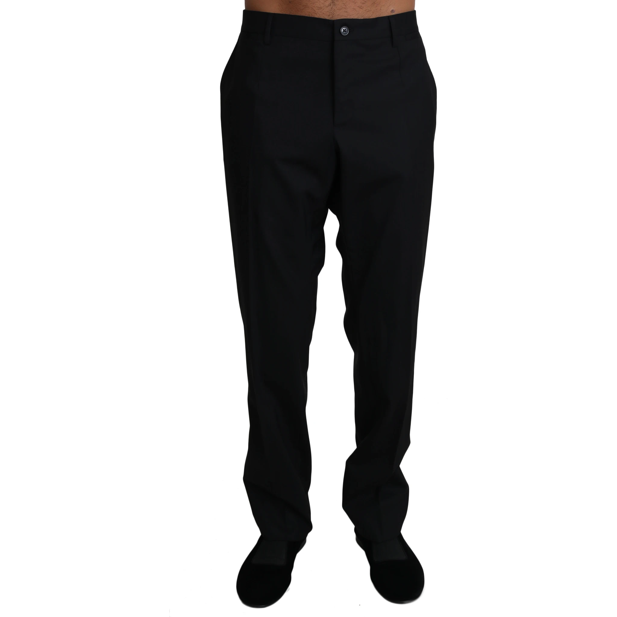 Black Wool Stretch Dress Trousers Pants