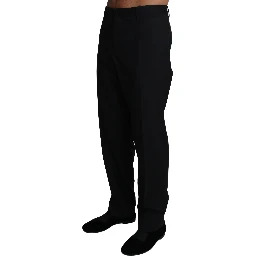 Black Wool Stretch Dress Trousers Pants