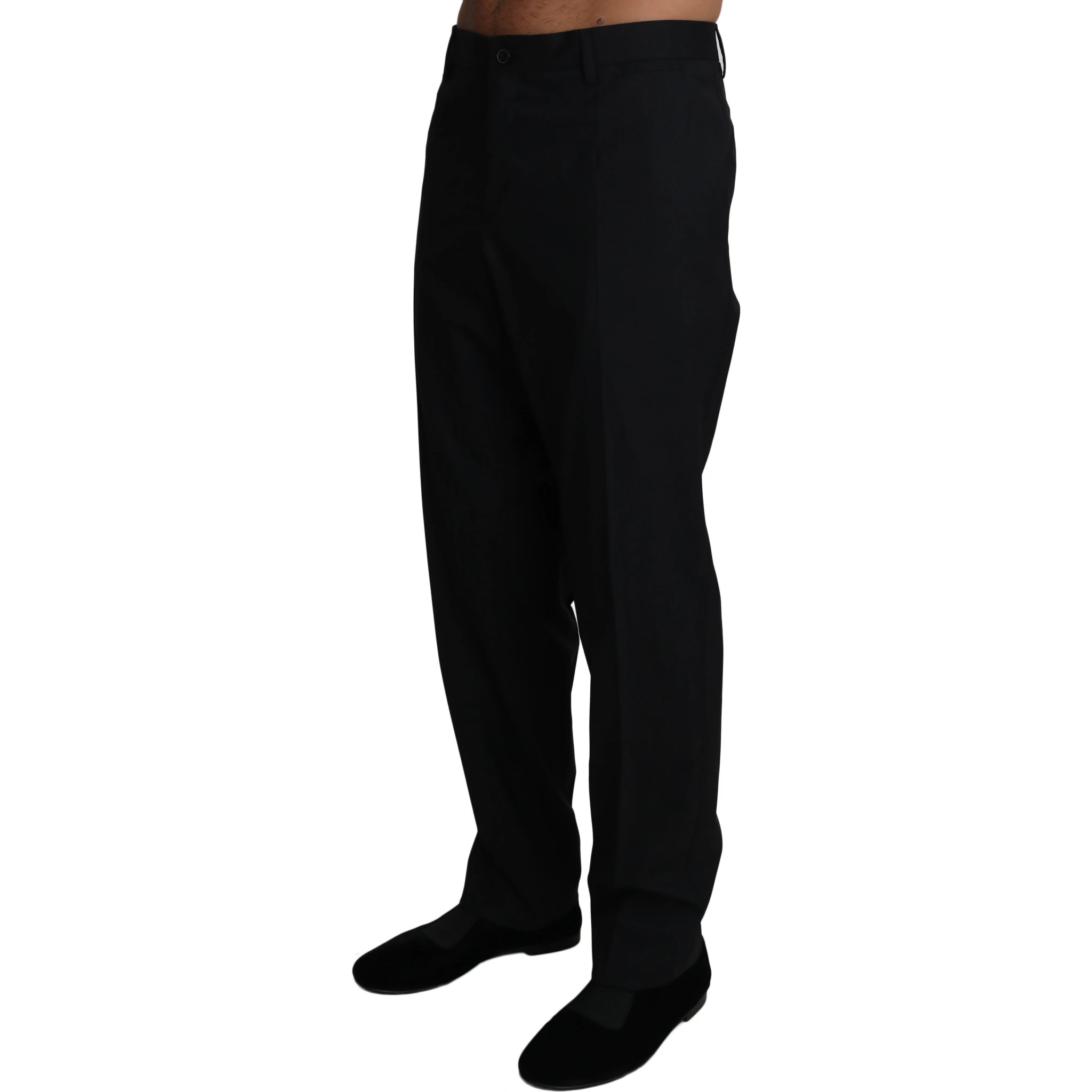 Black Wool Stretch Dress Trousers Pants