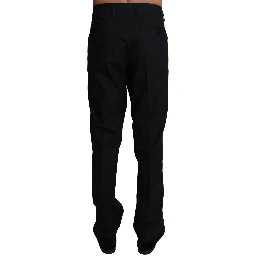 Black Wool Stretch Dress Trousers Pants