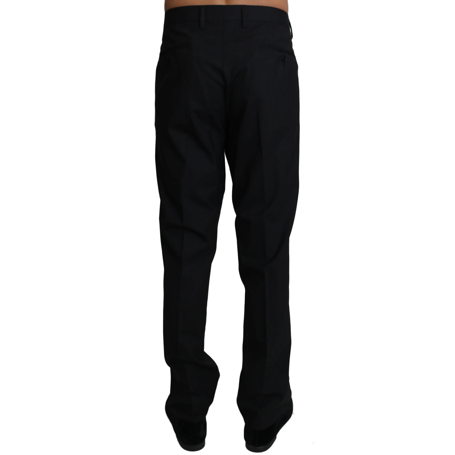 Black Wool Stretch Dress Trousers Pants