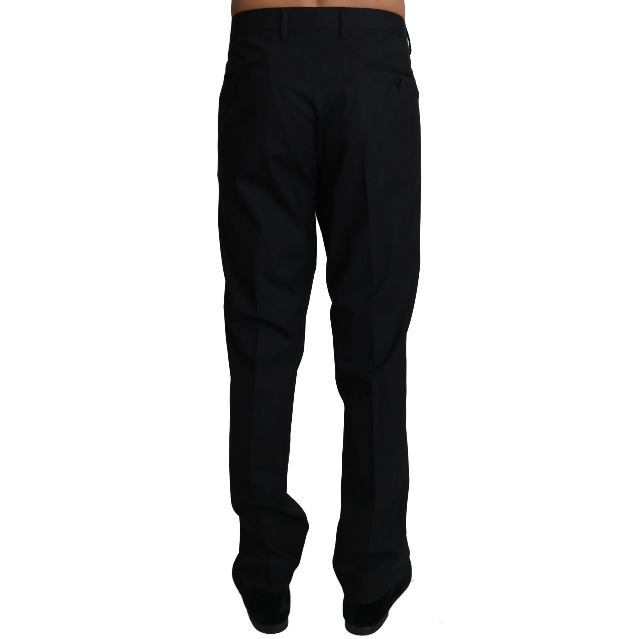 Black Wool Stretch Dress Trousers Pants