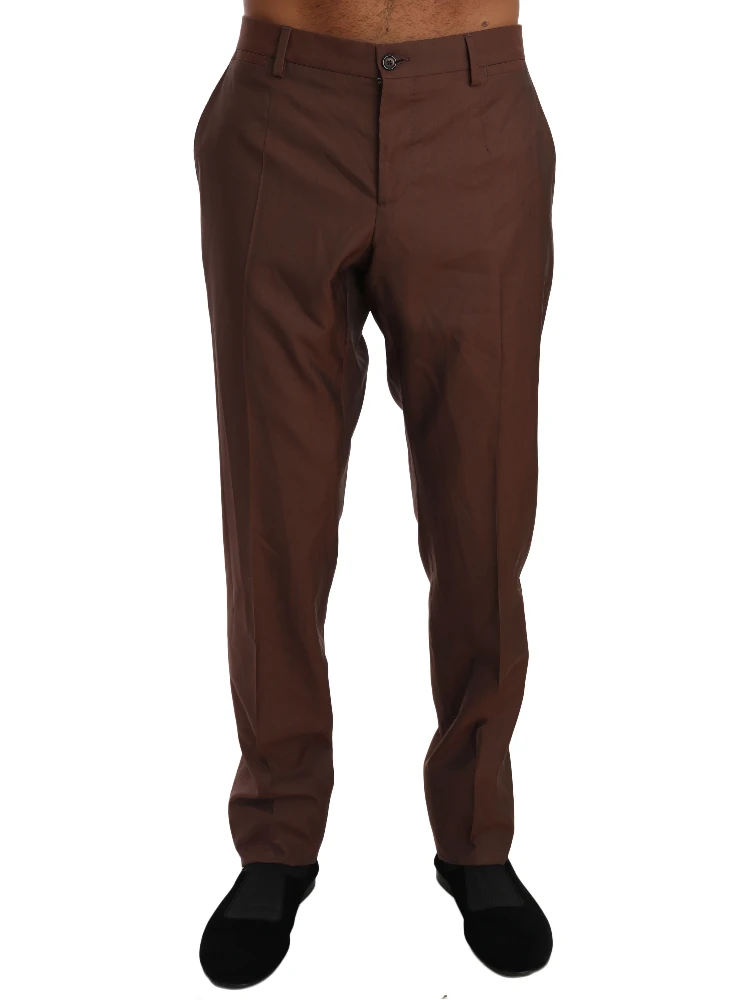 Brown Wool Silk Formal Trousers Pants