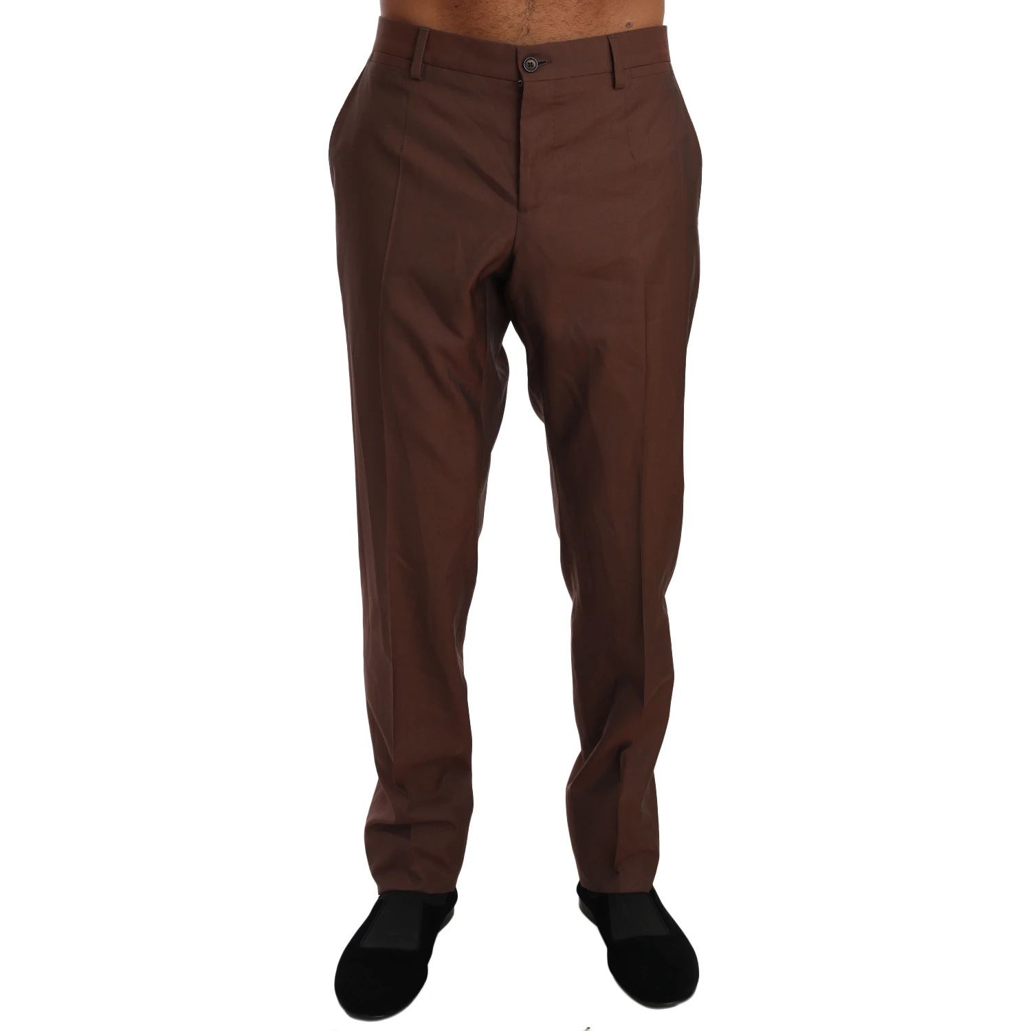 Brown Wool Silk Formal Trousers Pants