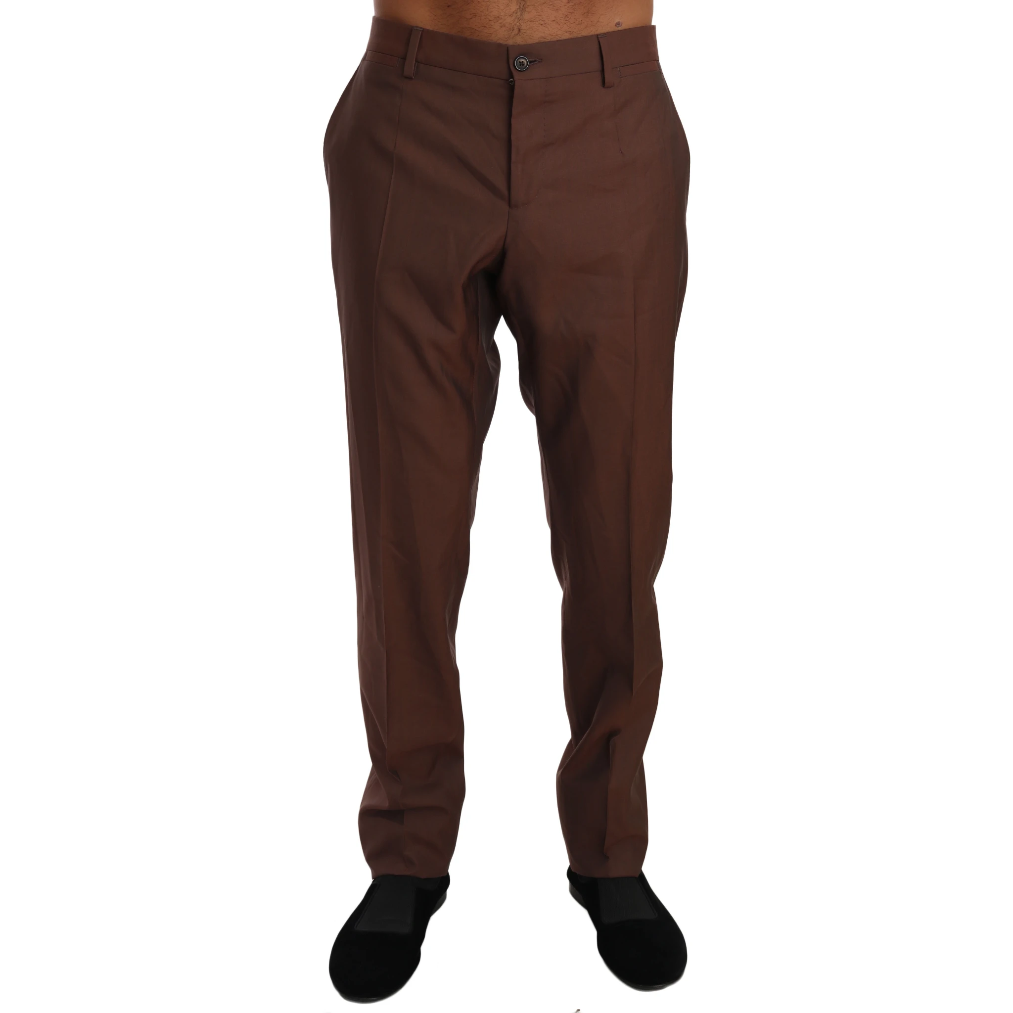 Brown Wool Silk Formal Trousers Pants