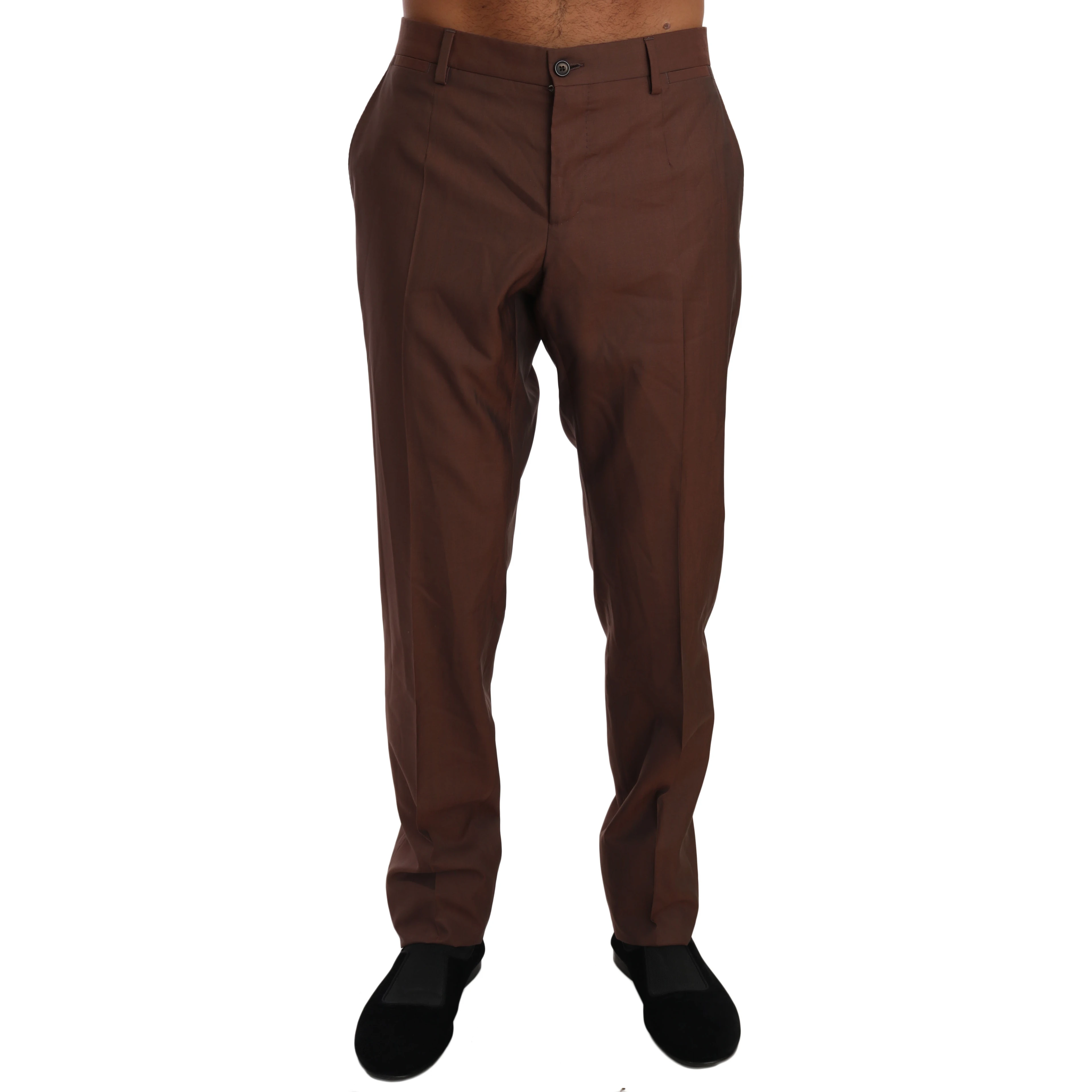 Brown Wool Silk Formal Trousers Pants