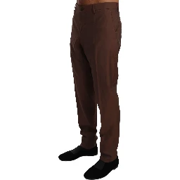 Brown Wool Silk Formal Trousers Pants