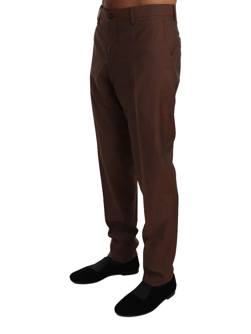 Brown Wool Silk Formal Trousers Pants