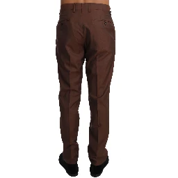 Brown Wool Silk Formal Trousers Pants