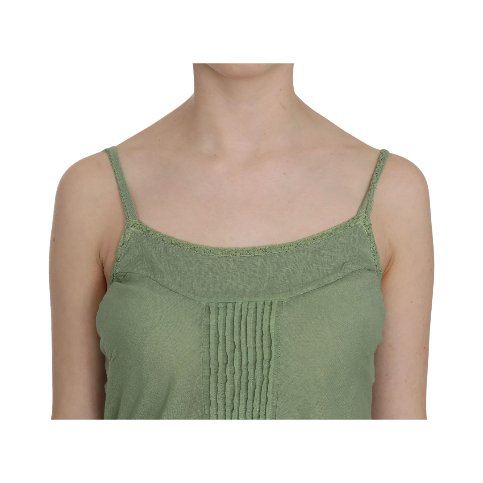 Green Silk Spaghetti Strap Tank Top Blouse