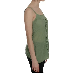 Green Silk Spaghetti Strap Tank Top Blouse