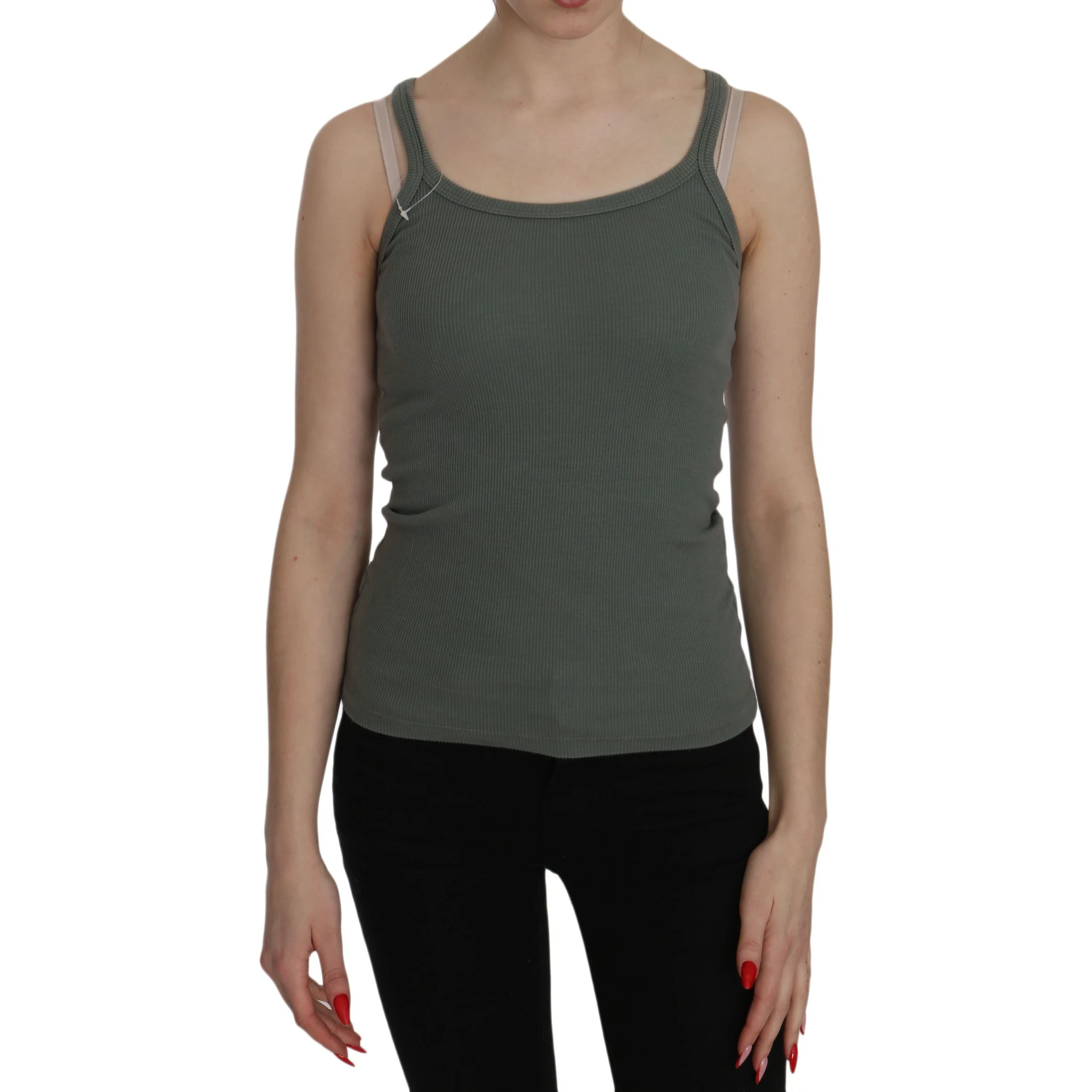 Green Spaghetti Strap Slim Fit Casual Tank Top Blouse