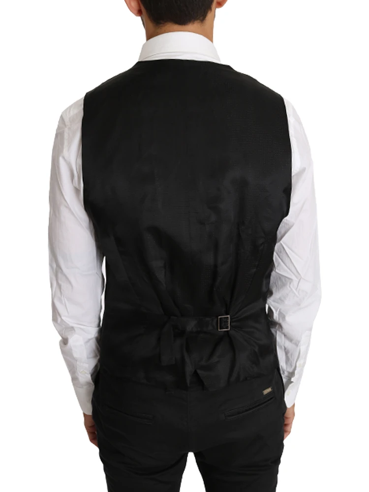 Gray Solid 100% Wool Waistcoat Vest alternative